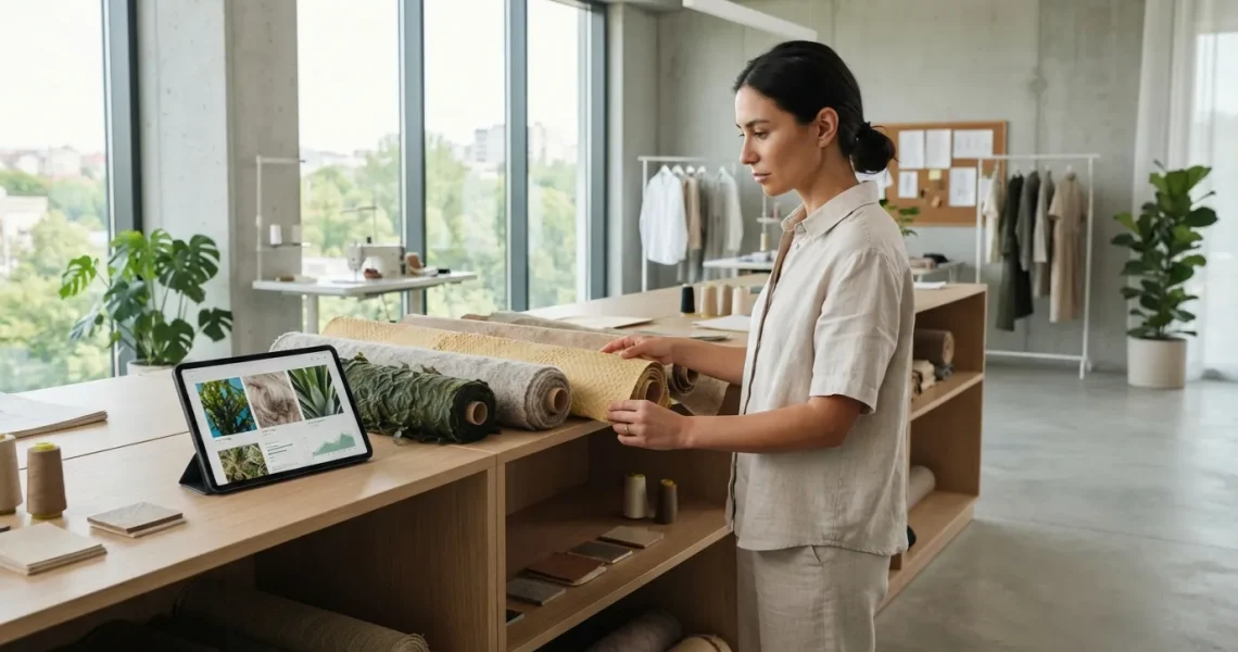 5 sustainable fabrics for fashion designers concept. a wide shot of a